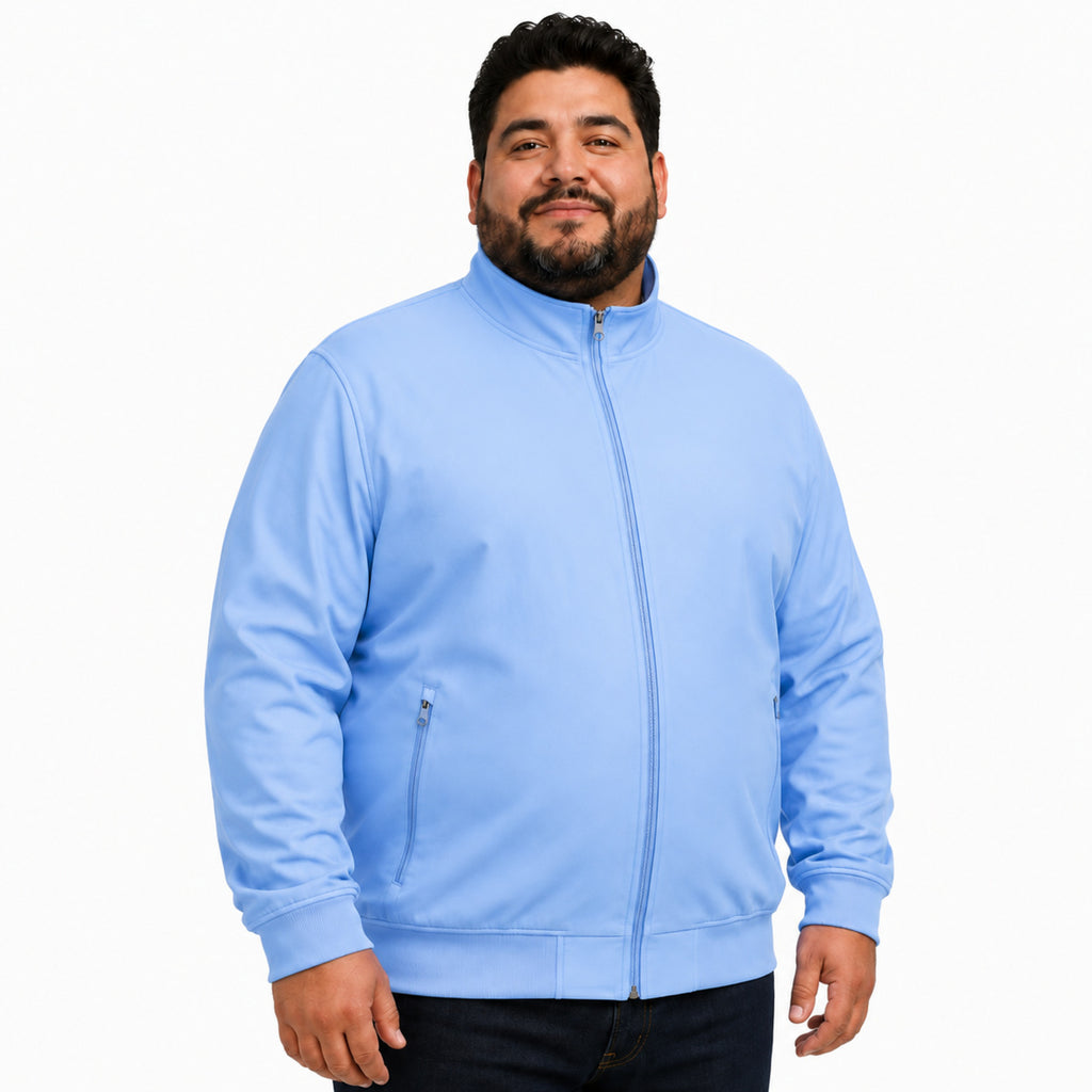Dickies DK360 chamarra médica bomber para hombre talla extra en azul cielo, vista tres cuartos