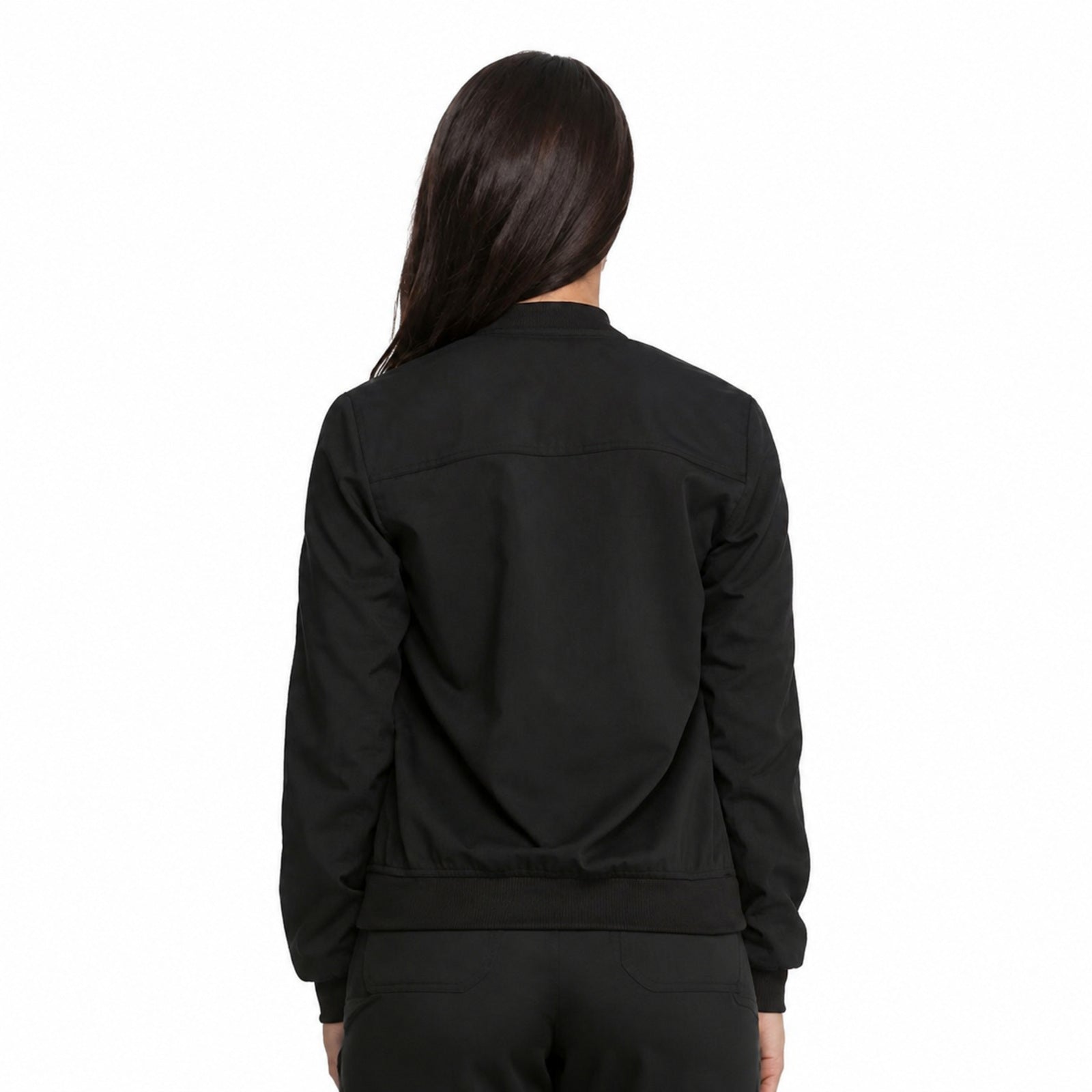 Dickies DK365 chamarra médica para mujer negra, vista posterior | color:negra