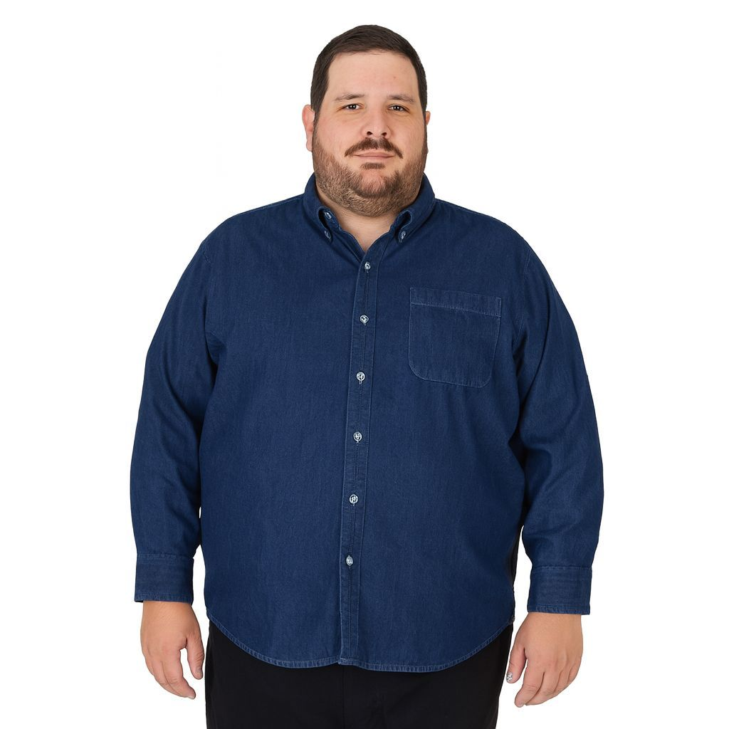 Camisa Bibo De Mezclilla Manga Larga Tallas Extras 44 A 46 - Garufa Jeans