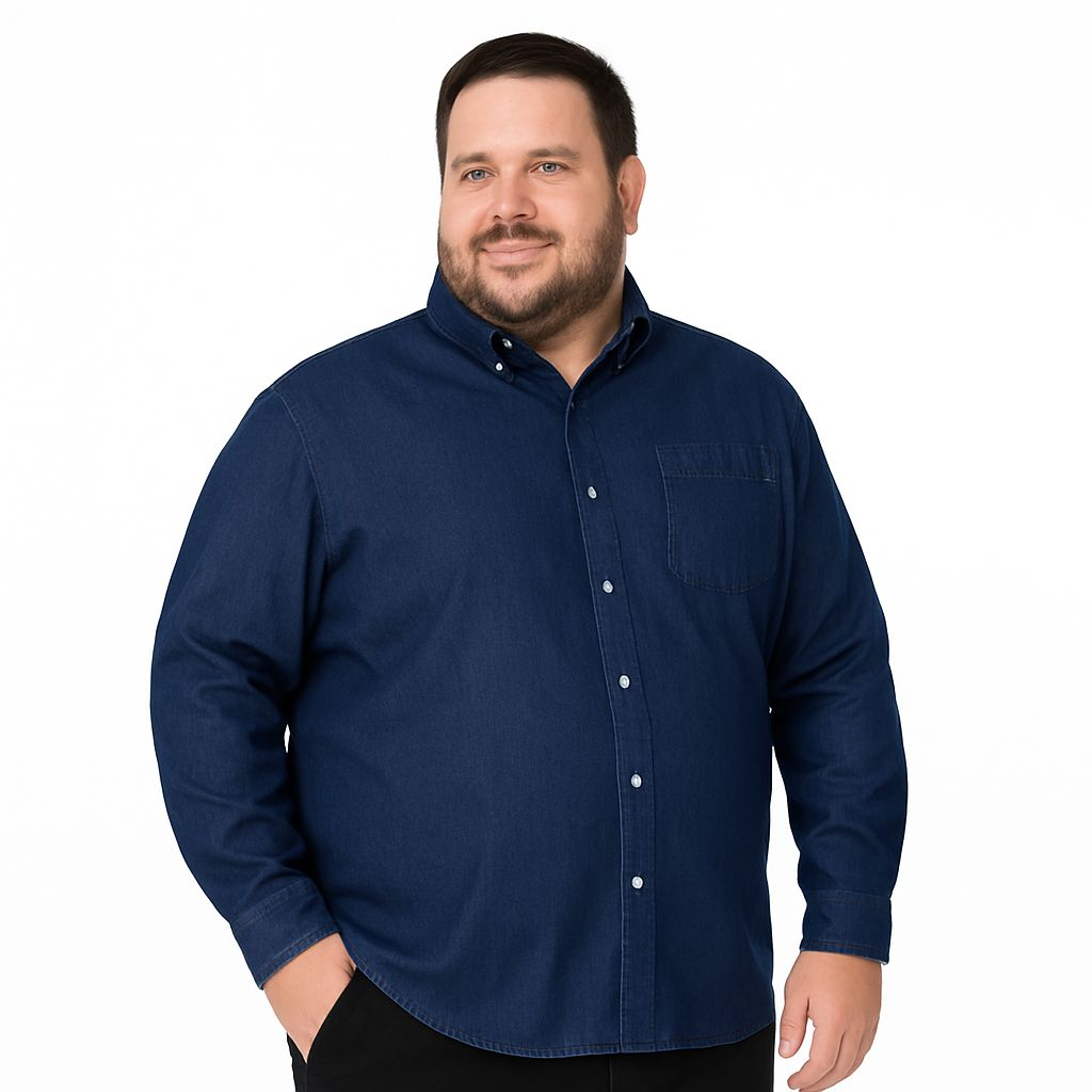 Camisa Bibo De Mezclilla Manga Larga Tallas Extras 44 A 46 - Garufa Jeans