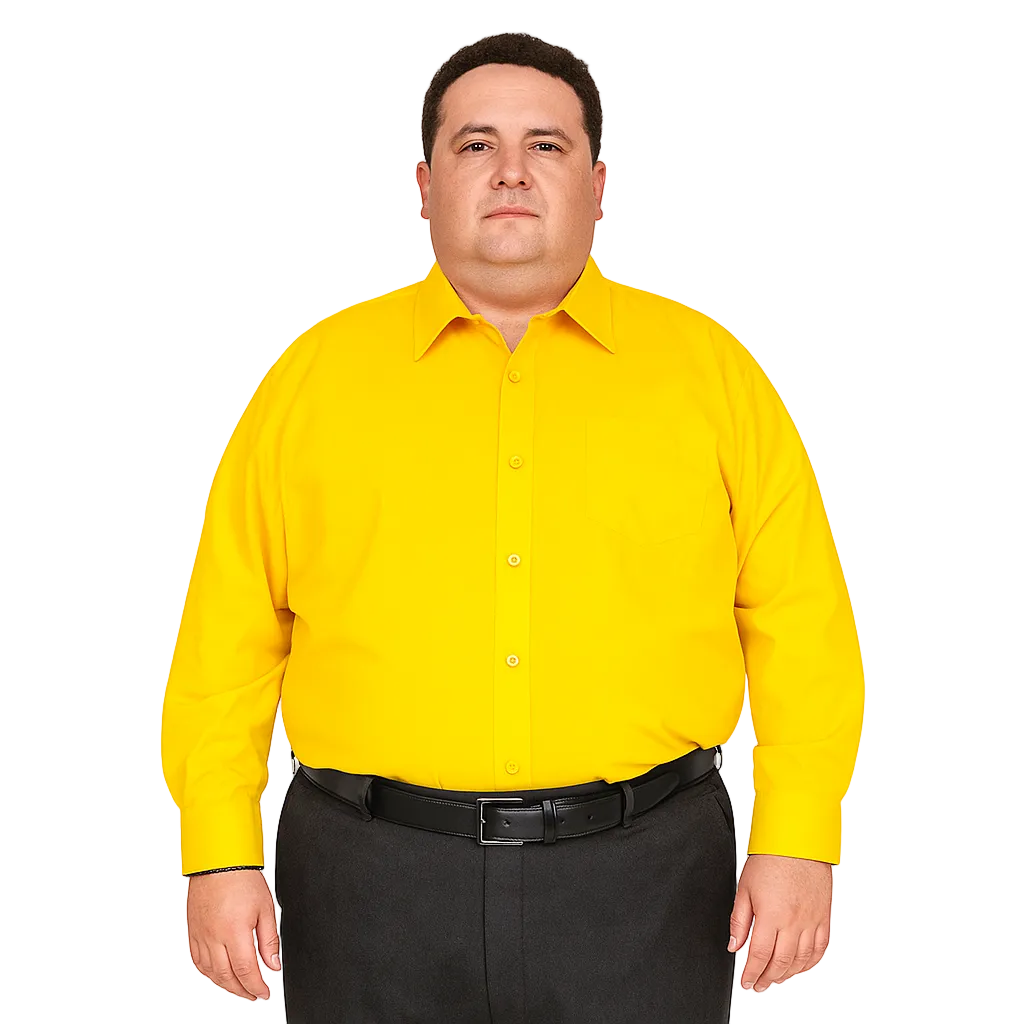 Camisa De Vestir Adulto Amarillo Mango Tallas Extras 44 A 50