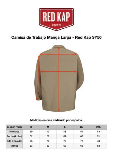 Red Kap Sy50 Camisa Trabajo Manga Larga Ripstop Talla Extras