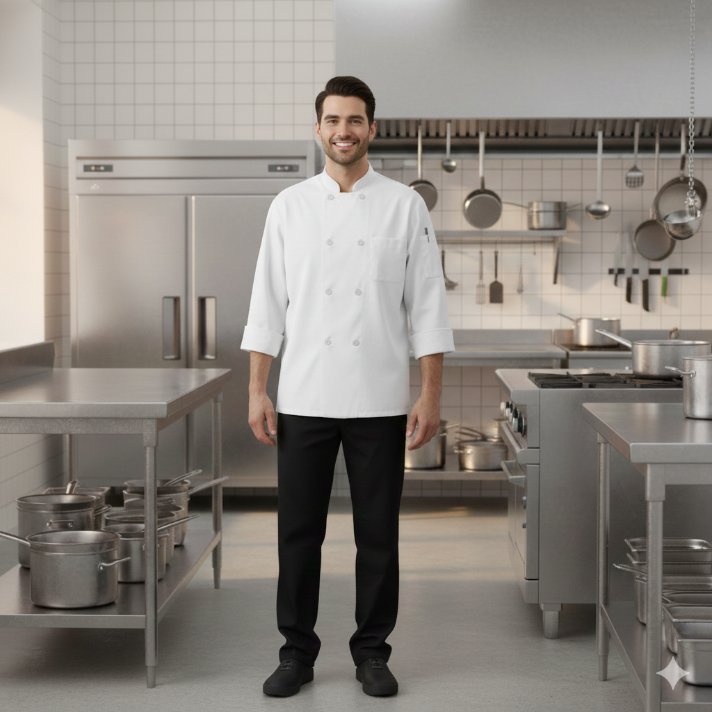 Red Kap 0413 Filipina Chef Cocina Manga Larga Básica Durable