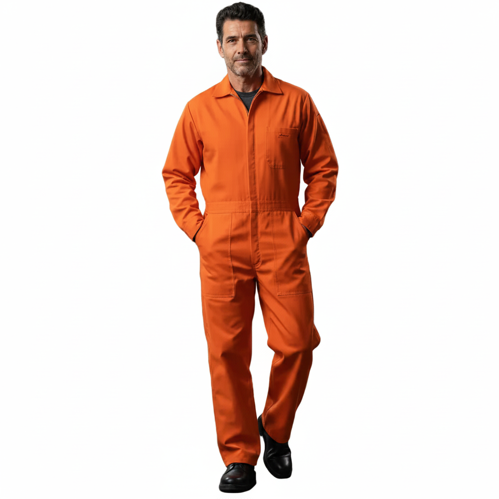 Overol Industrial Gabardina Naranja Tipo Pemex 100% Algodón