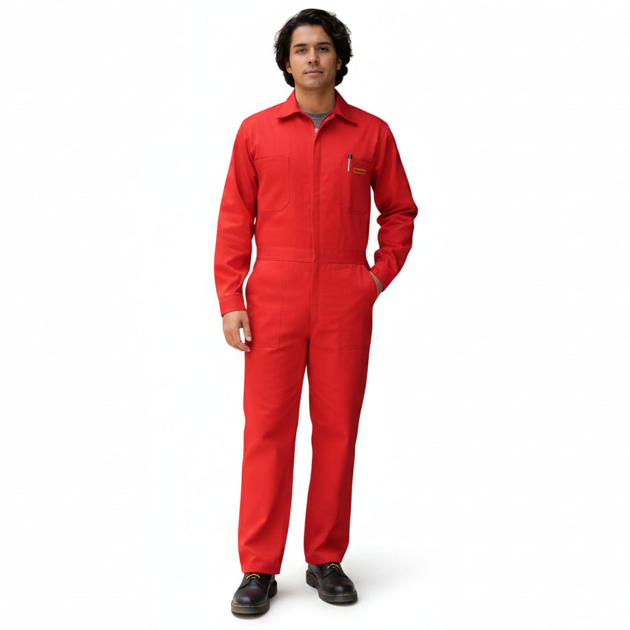 Overol Beaver Industrial Gabardina Rojo Tipo Brigada 100% Algodón