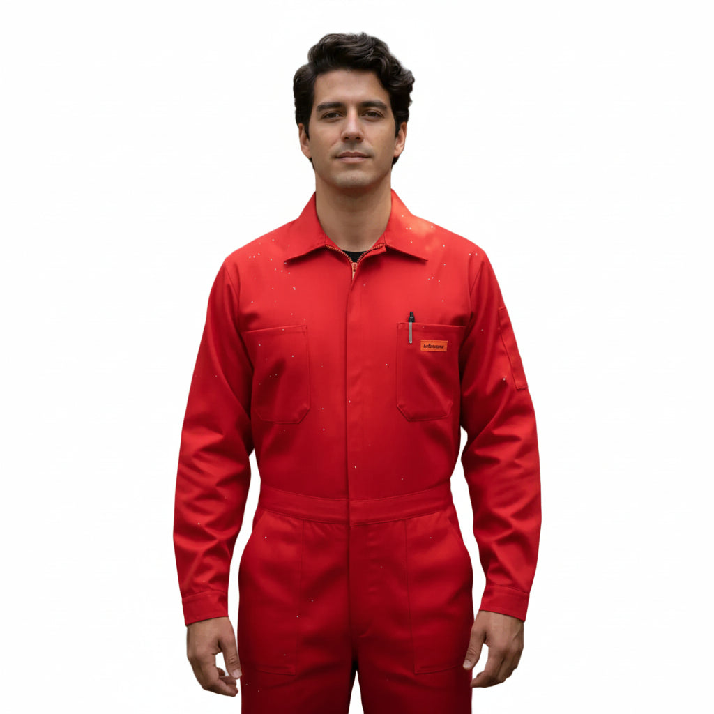 Overol Beaver Industrial Gabardina Rojo Tipo Brigada 100% Algodón