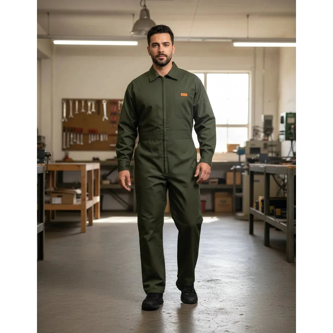 Overol Beaver Industrial Gabardina Verde Olivo 100% Algodón - Garufa Jeans