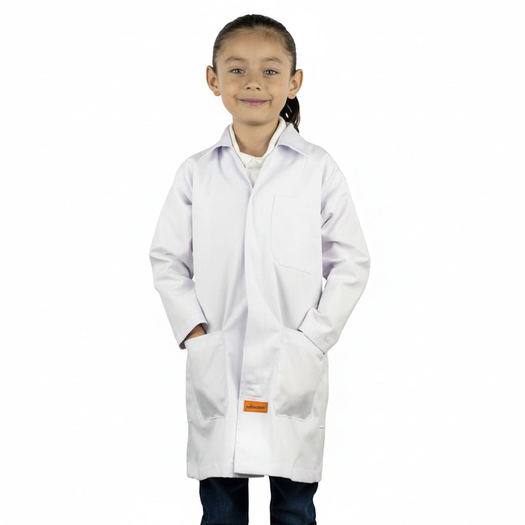 Bata De Laboratorio Blanca Niño Infantil 100% Algodón 4 A 16 - Garufa Jeans