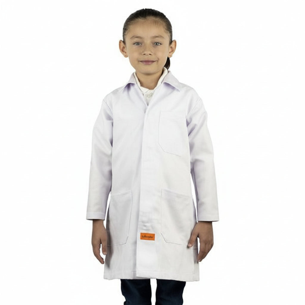 Bata De Laboratorio Blanca Niño Infantil 100% Algodón 4 A 16 - Garufa Jeans