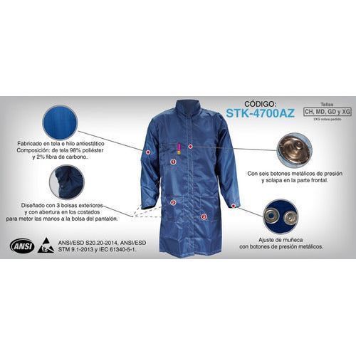 Bata Jyrsa Stk - 4700 Antiestática Esd Fibra Carbono - Garufa Jeans