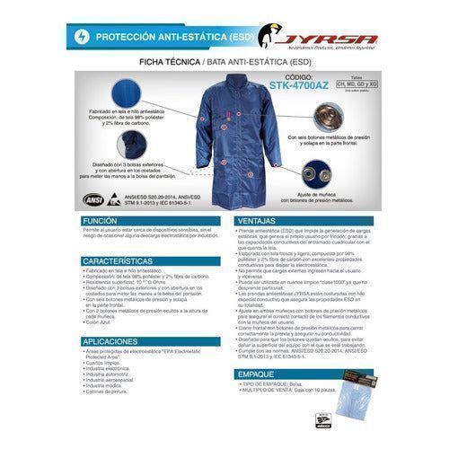 Bata Jyrsa Stk - 4700 Antiestática Esd Fibra Carbono - Garufa Jeans