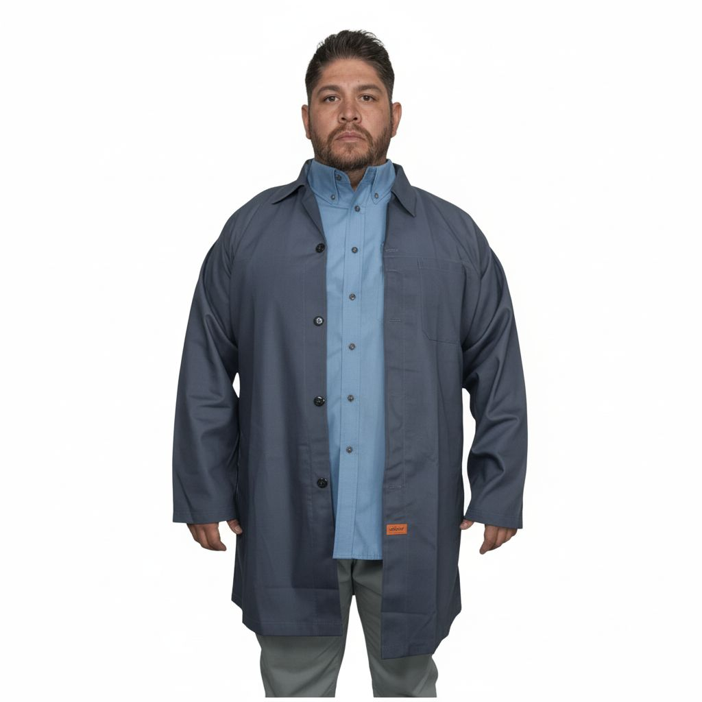 Bata Para Trabajo Industrial Gris Oxford 100% Algodon 44 - 46 - Garufa Jeans