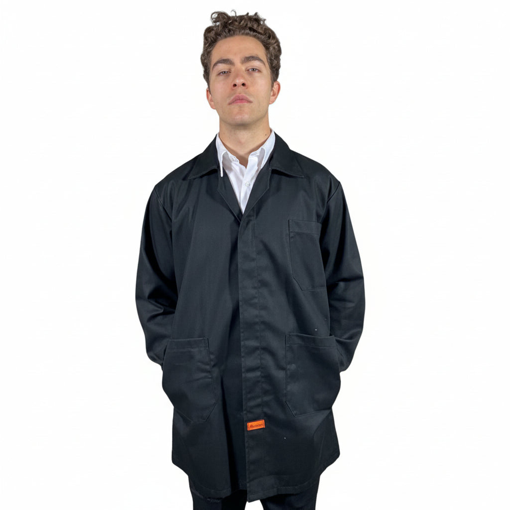 Bata Para Trabajo Industrial Negra 100% Algodón 30 - 42 - Garufa Jeans