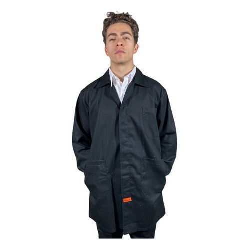 Bata Para Trabajo Industrial Negra 100% Algodón 30 - 42 - Garufa Jeans