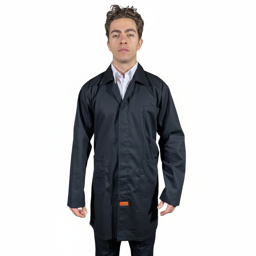 Bata Para Trabajo Industrial Negra 100% Algodón 30 - 42 - Garufa Jeans