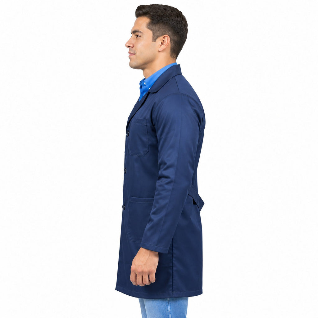 Bata industrial Beaver unisex azul marino, perfil izquierdo