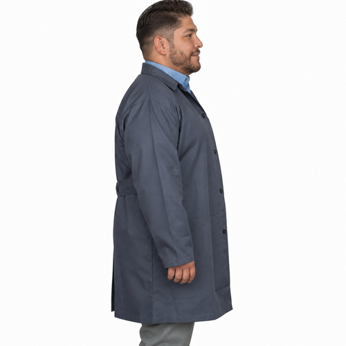 Bata industrial Beaver unisex gris Oxford, perfil derecho | color:gris-oxford