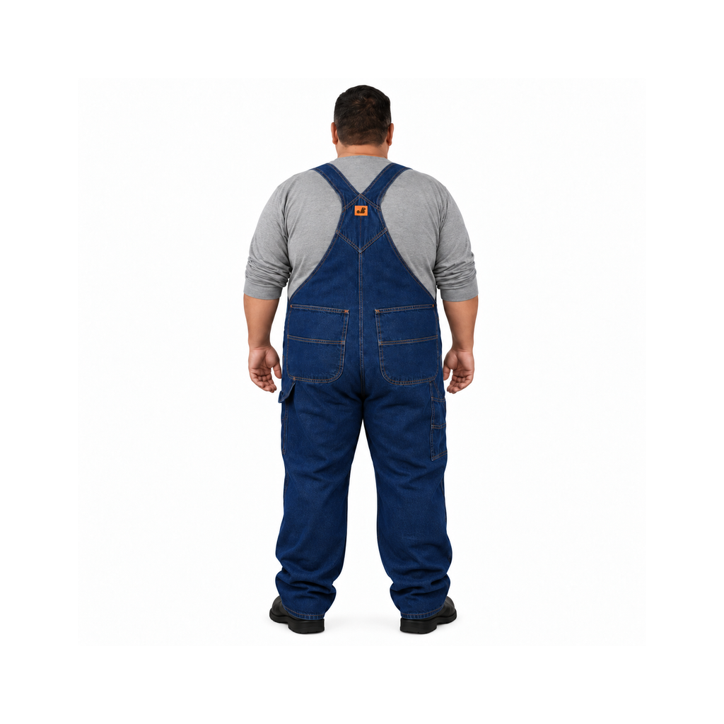 Overol peto Beaver BV821 para hombre en Stone, espalda y bolsas traseras con modelo