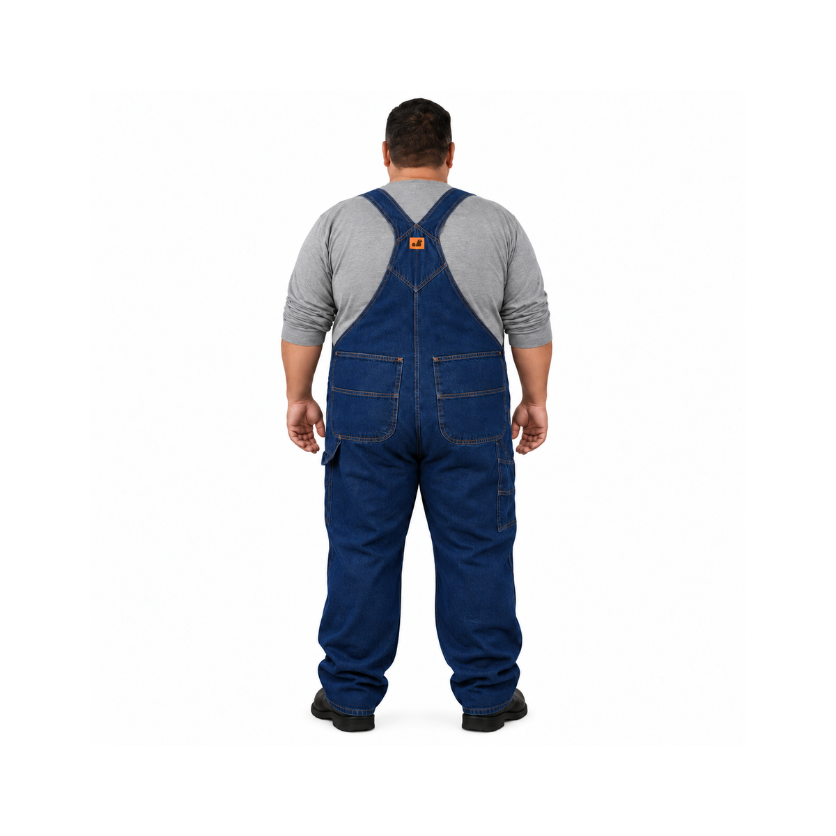 Overol peto Beaver BV821 para hombre en Stone, espalda y bolsas traseras con modelo | color:stone