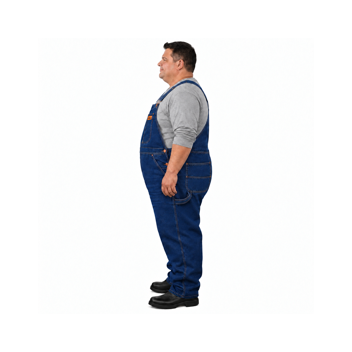 Overol peto Beaver BV821 para hombre en Stone, perfil izquierdo y cinta para martillo | color:stone