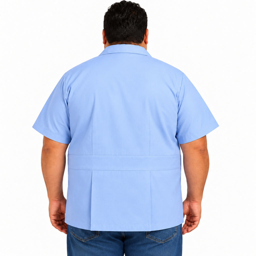 Filipina clínica de cierre Beaver para hombre en talla extra azul cielo, espalda