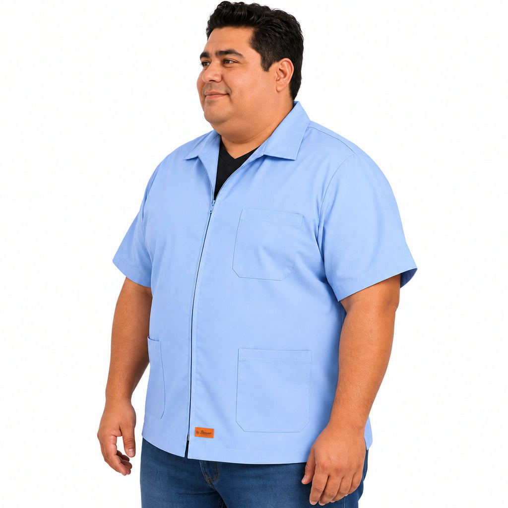 Filipina clínica de cierre Beaver para hombre en talla extra azul cielo, perfil izquierdo