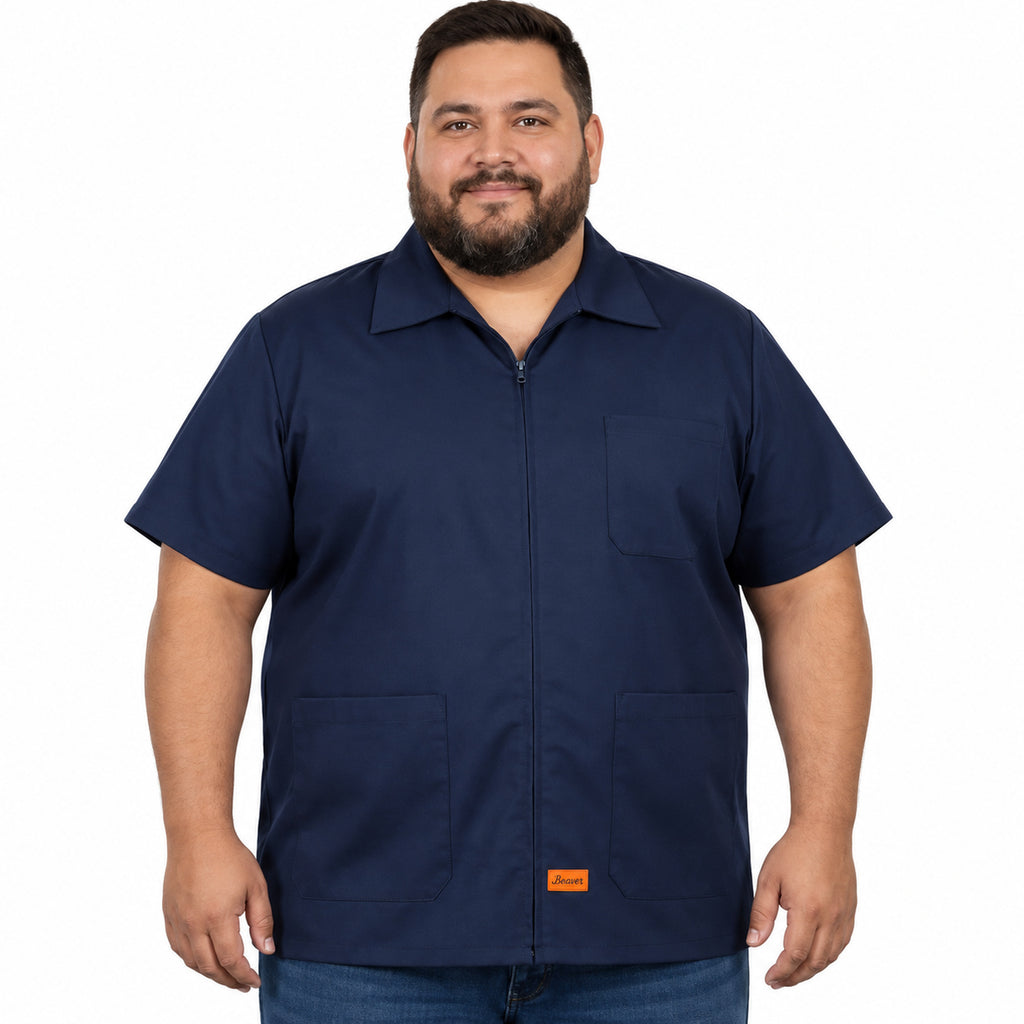 Filipina industrial de cierre Beaver para hombre azul marino tallas 44 a 46, frontal