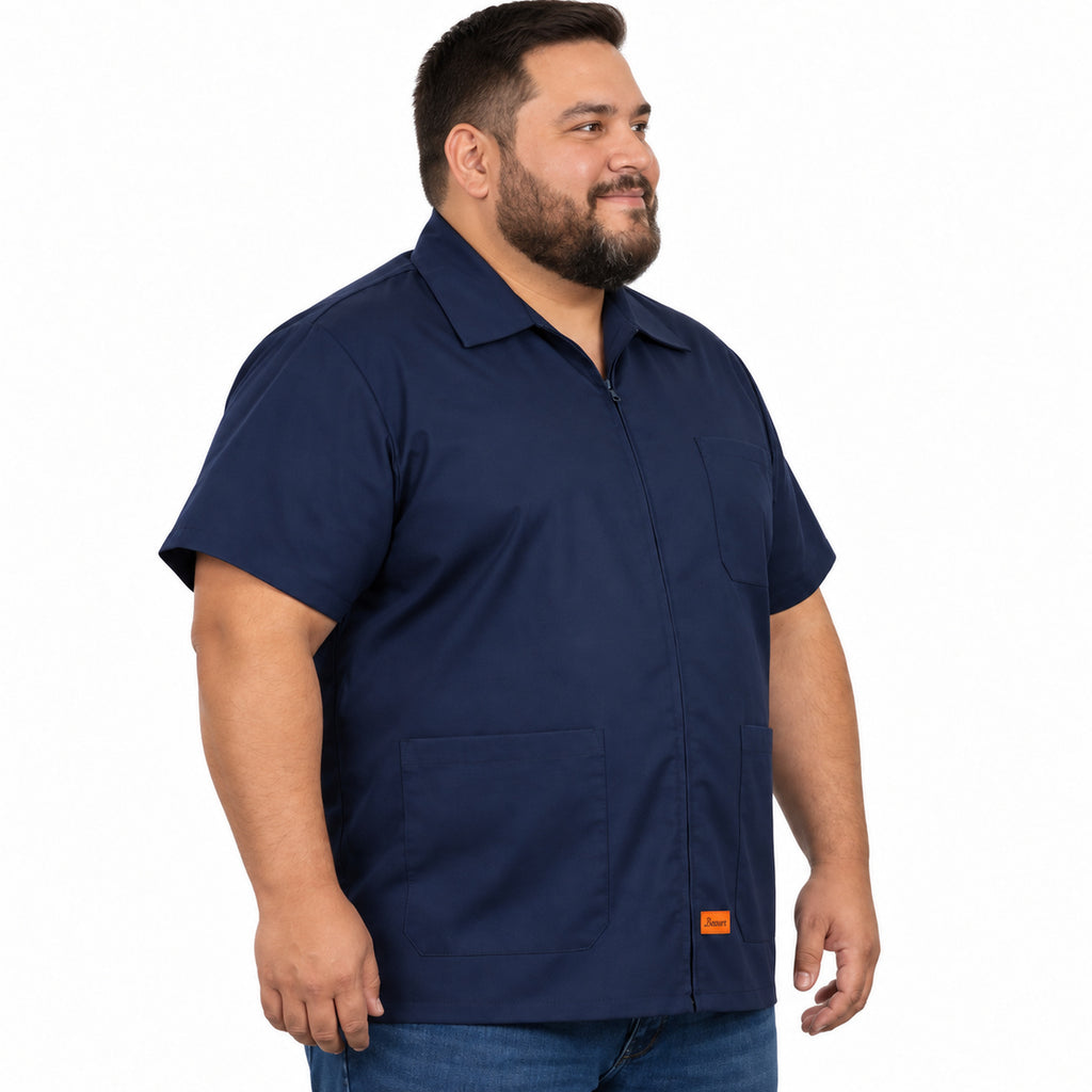 Filipina industrial de cierre Beaver para hombre azul marino tallas 44 a 46, perfil derecho