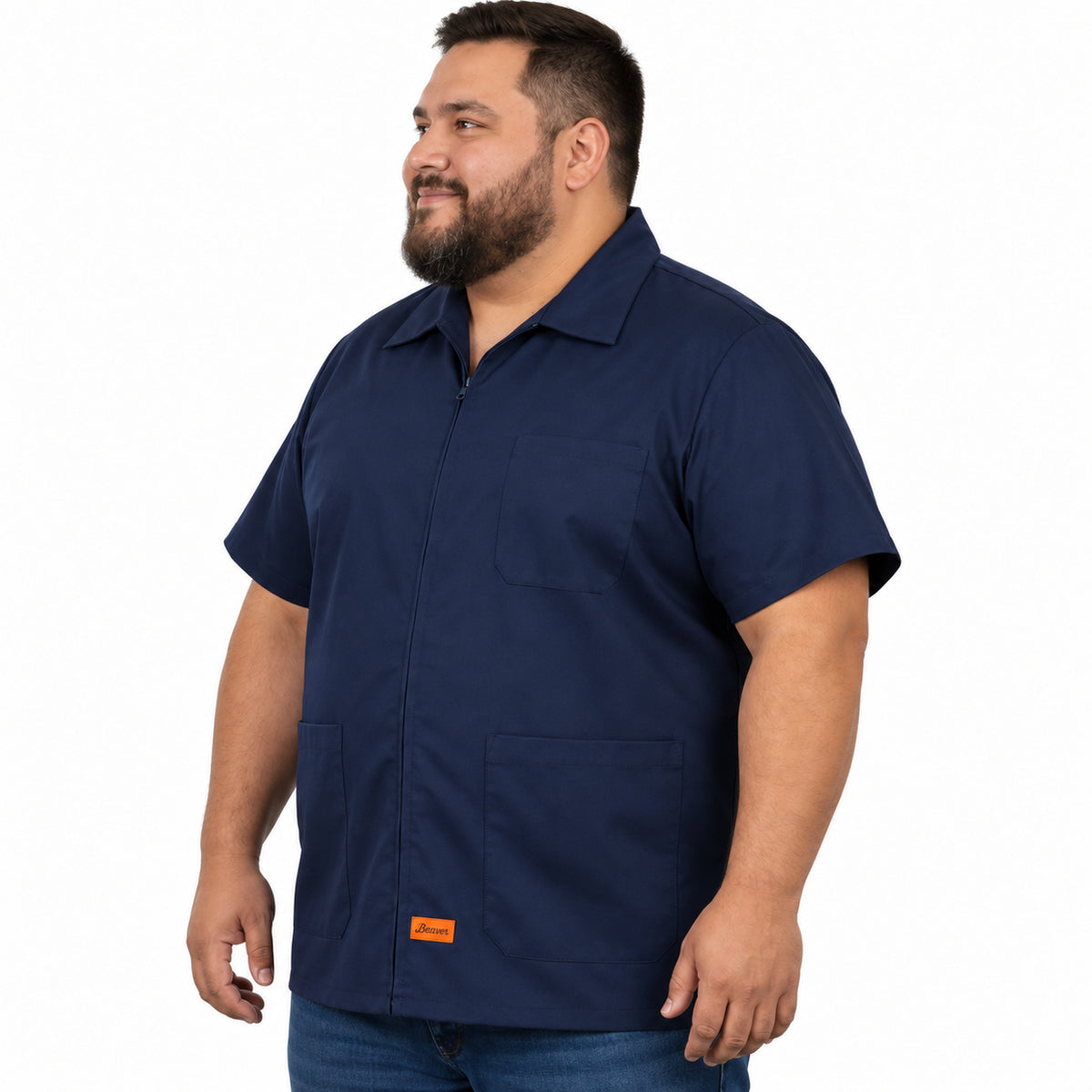 Filipina industrial de cierre Beaver para hombre azul marino tallas 44 a 46, perfil izquierdo | color:azul-marino