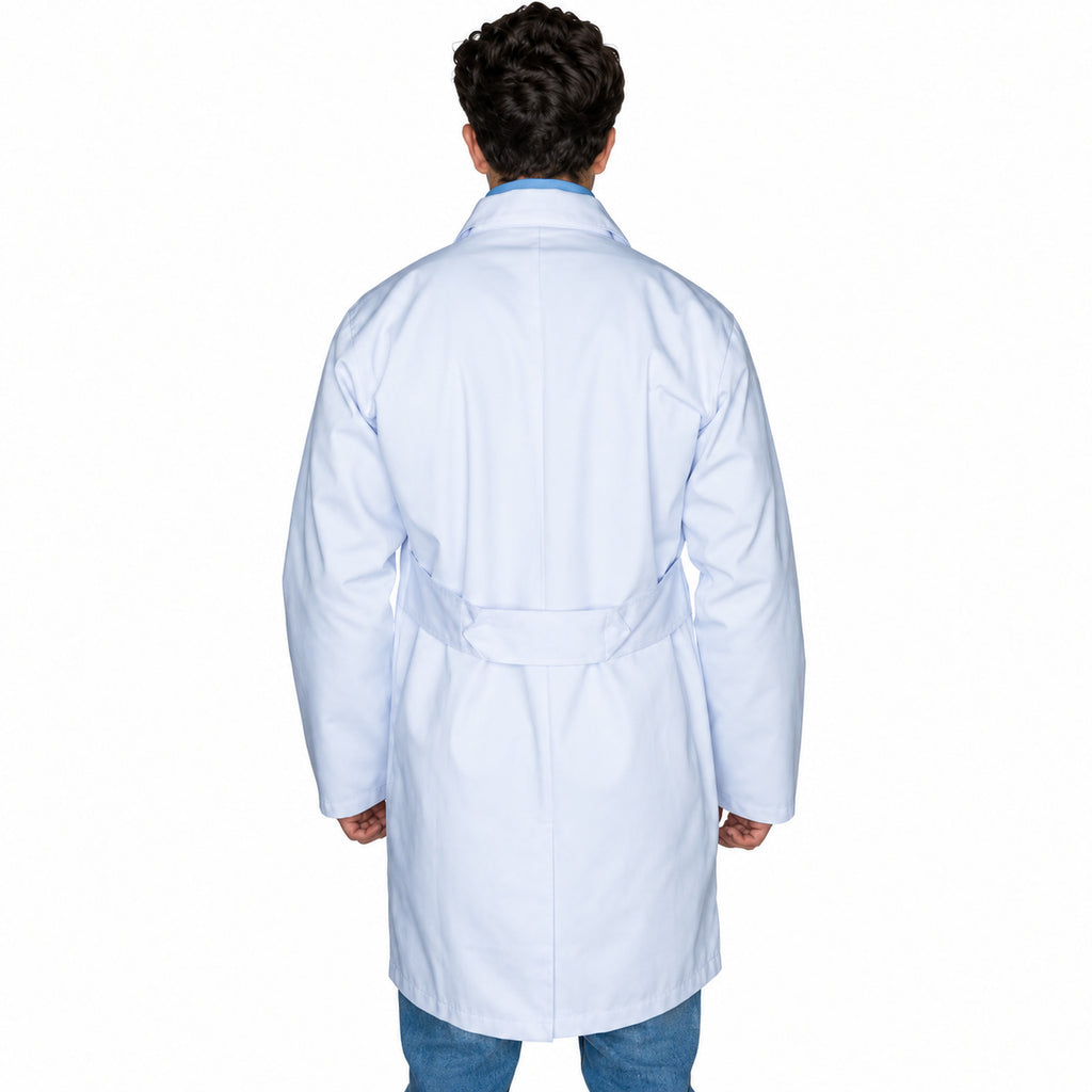 Bata de laboratorio Beaver Clínica Industrial para hombre blanca, espalda en modelo