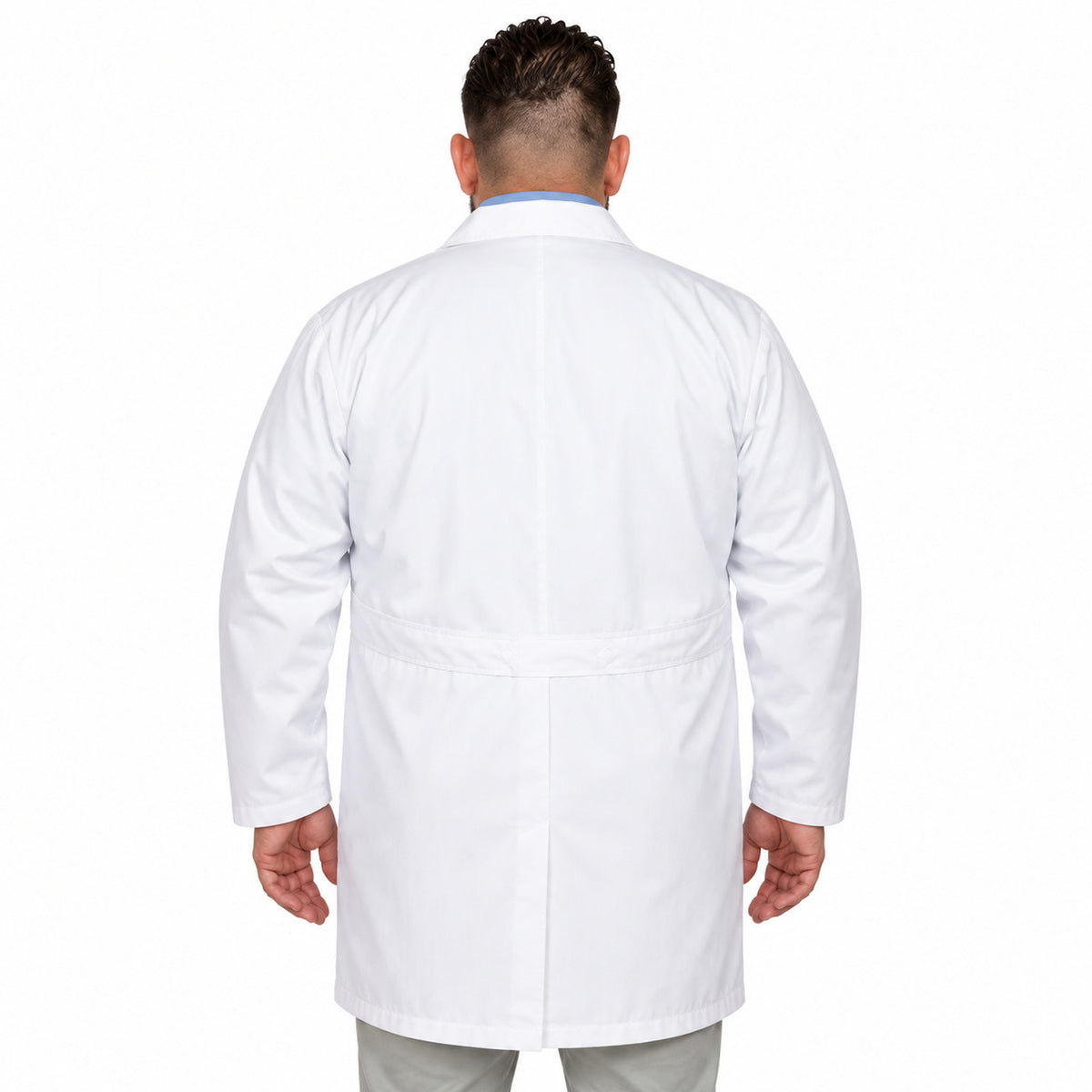 Bata de laboratorio Beaver Clínica Industrial para hombre blanca, espalda en modelo de talla extra | color:blanca