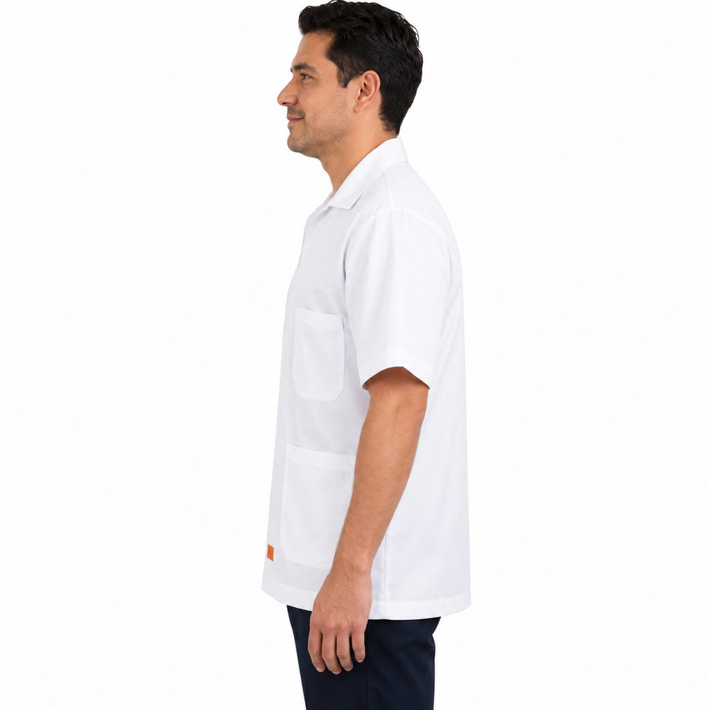 Filipina clínica Beaver blanca para hombre, perfil izquierdo con modelo | Color: Blanca #color_blanca