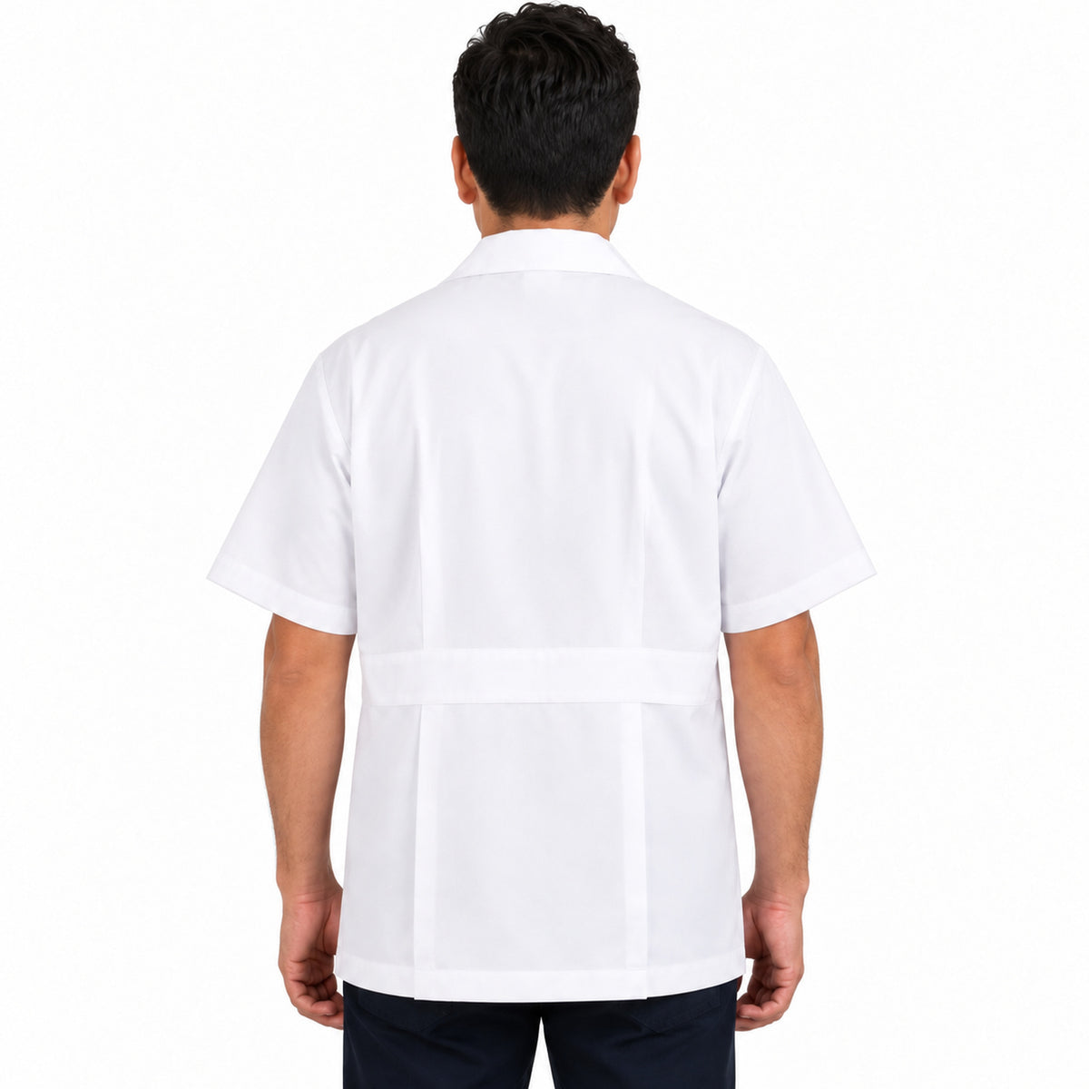 Filipina clínica Beaver blanca para hombre, vista posterior con modelo | Color: Blanca #color_blanca
