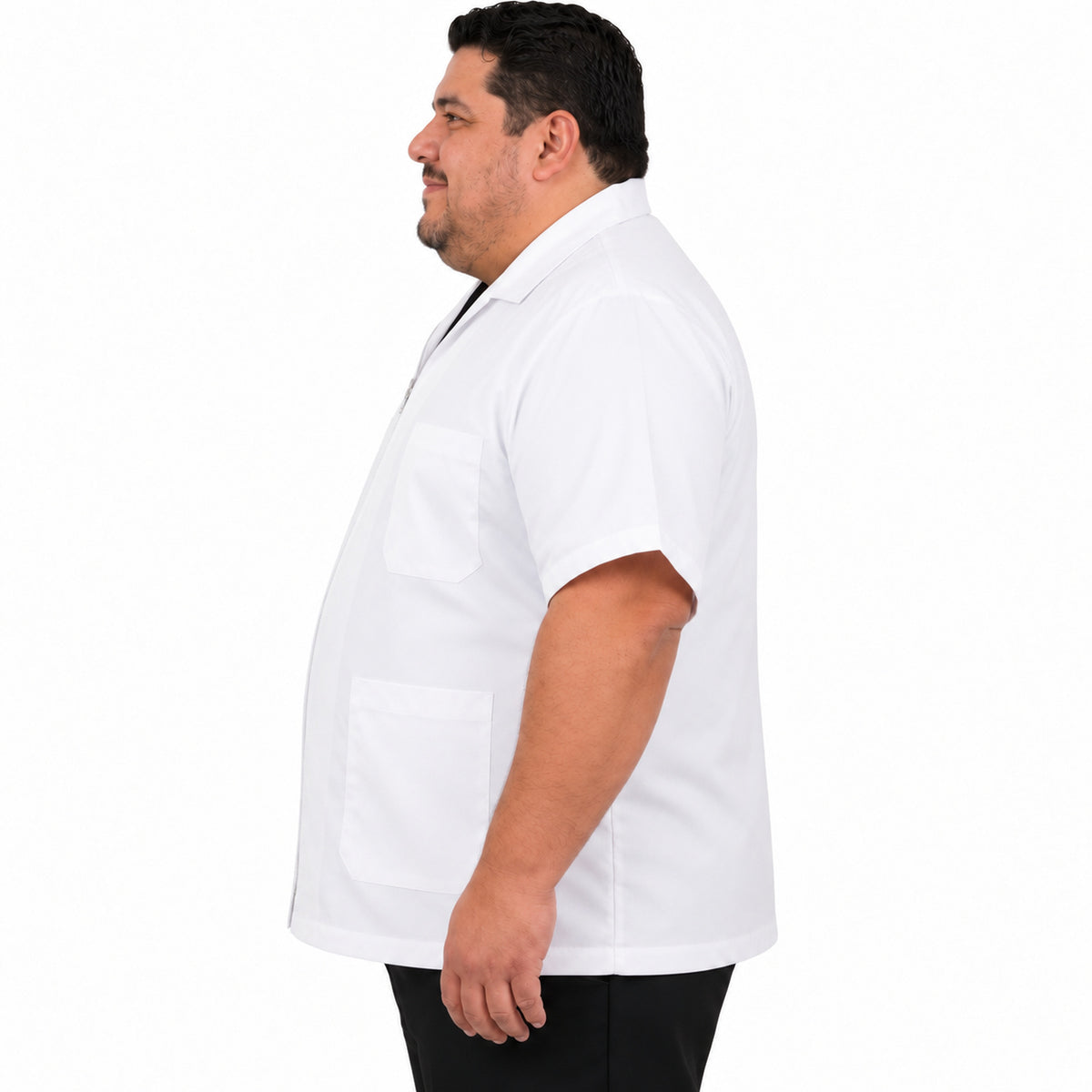 Filipina clínica Beaver blanca talla extra para hombre, perfil izquierdo con modelo | Color: Blanca #color_blanca