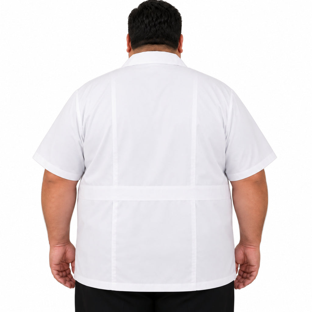 Filipina clínica Beaver blanca talla extra para hombre, espalda con modelo | Color: Blanca #color_blanca