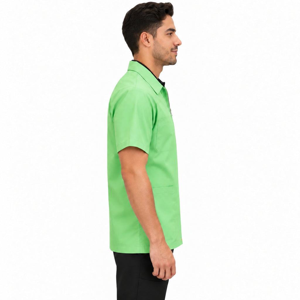 Filipina clínica Beaver verde claro para hombre, perfil derecho sin abertura lateral | Color: Verde claro #color_verde_claro