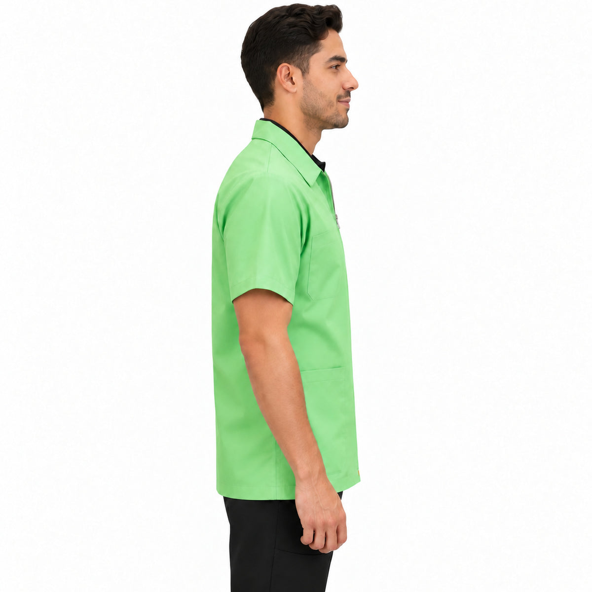 Filipina clínica Beaver verde claro para hombre, perfil derecho sin abertura lateral | Color: Verde claro #color_verde_claro