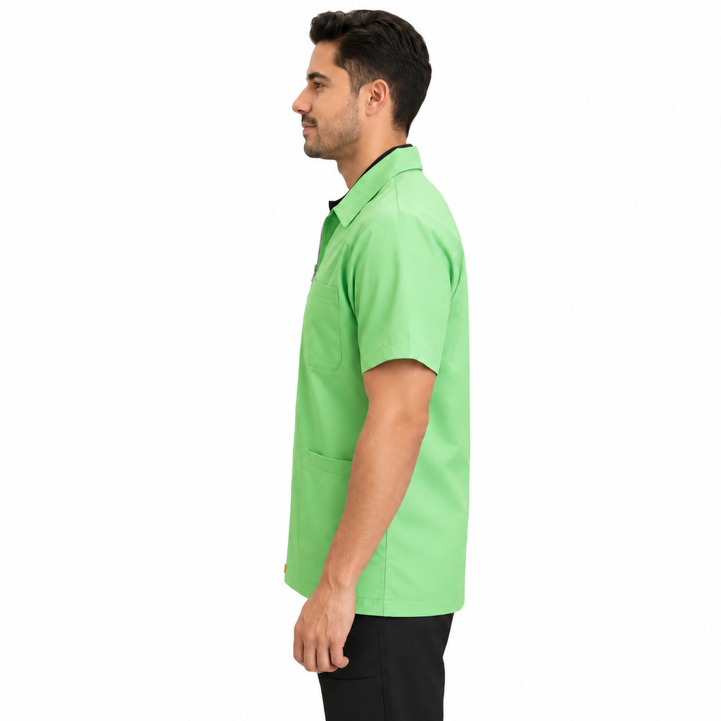 Filipina clínica Beaver verde claro para hombre, perfil izquierdo sin abertura lateral | Color: Verde claro #color_verde_claro