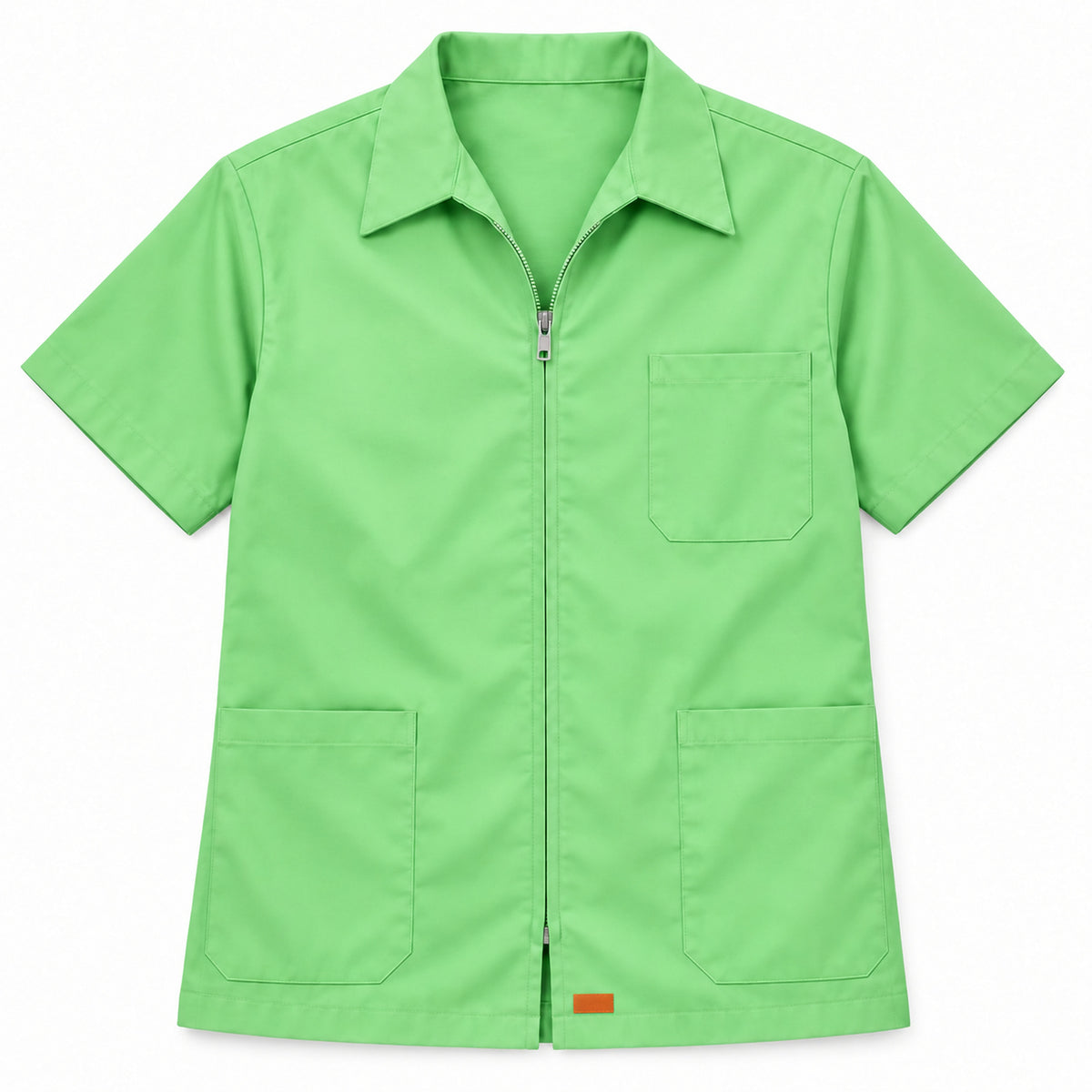 Filipina clínica Beaver verde claro con cierre, vista frontal de la prenda sola | Color: Verde claro #color_verde_claro