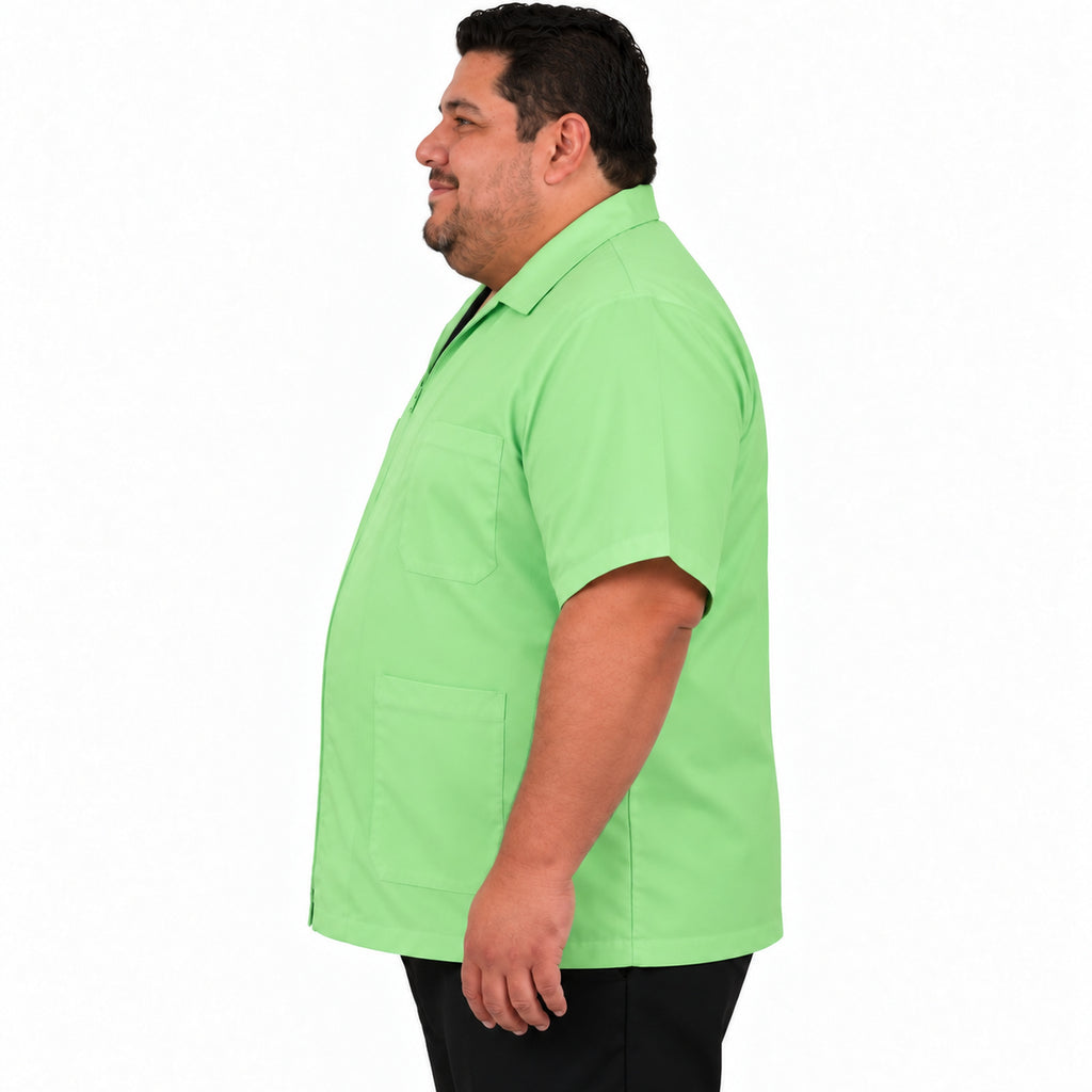 Filipina clínica Beaver verde claro talla extra para hombre, perfil izquierdo sin abertura lateral | Color: Verde claro #color_verde_claro