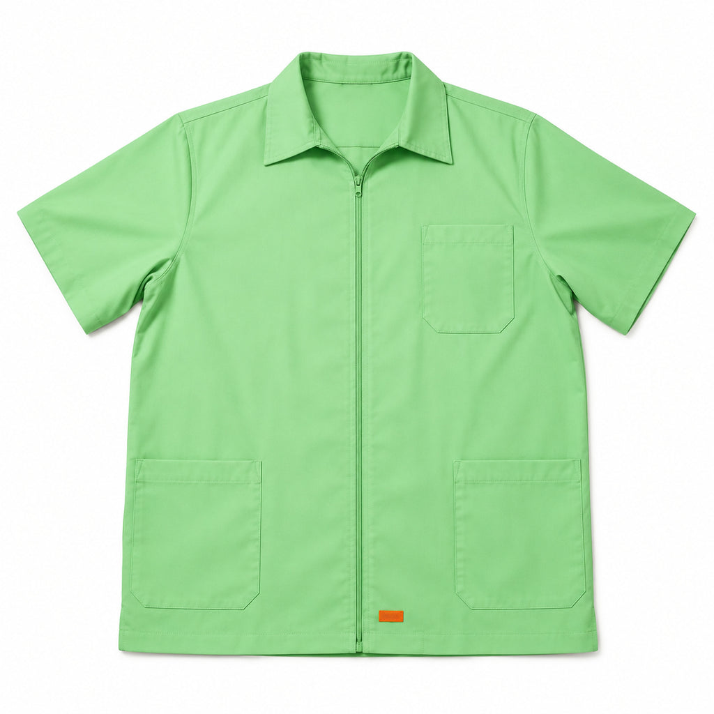 Filipina clínica Beaver verde claro talla extra, prenda sola con cierre y tres bolsillos | Color: Verde claro #color_verde_claro