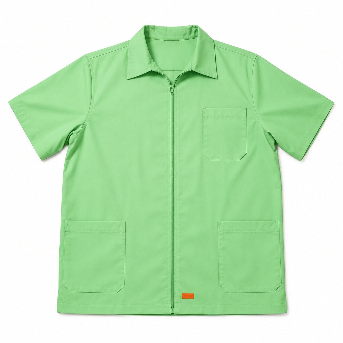 Filipina clínica Beaver verde claro talla extra, prenda sola con cierre y tres bolsillos | Color: Verde claro #color_verde_claro
