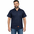 Filipina industrial Beaver azul marino para hombre, frente con modelo y etiqueta naranja | Color: Azul marino #color_azul_marino