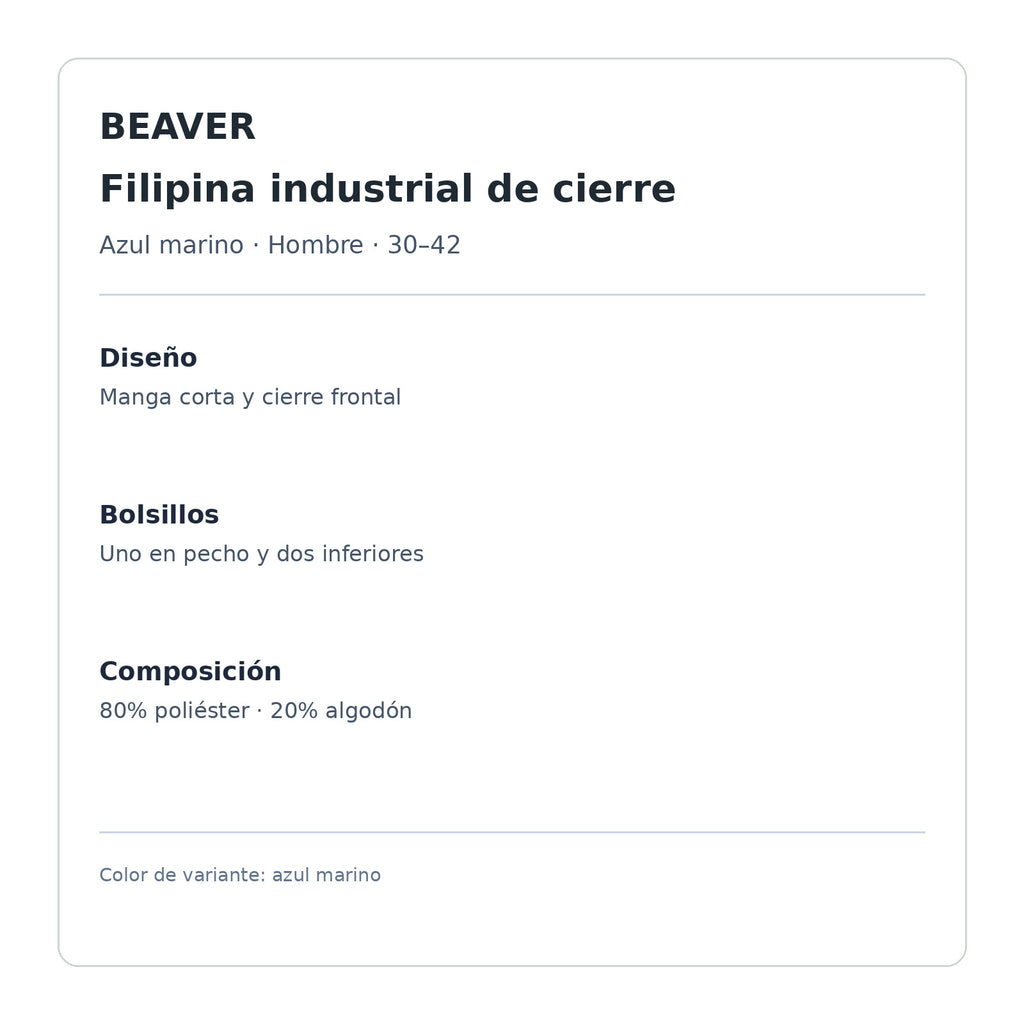 Filipina industrial Beaver azul marino para hombre, ficha técnica de composición y diseño | Color: Azul marino #color_azul_marino