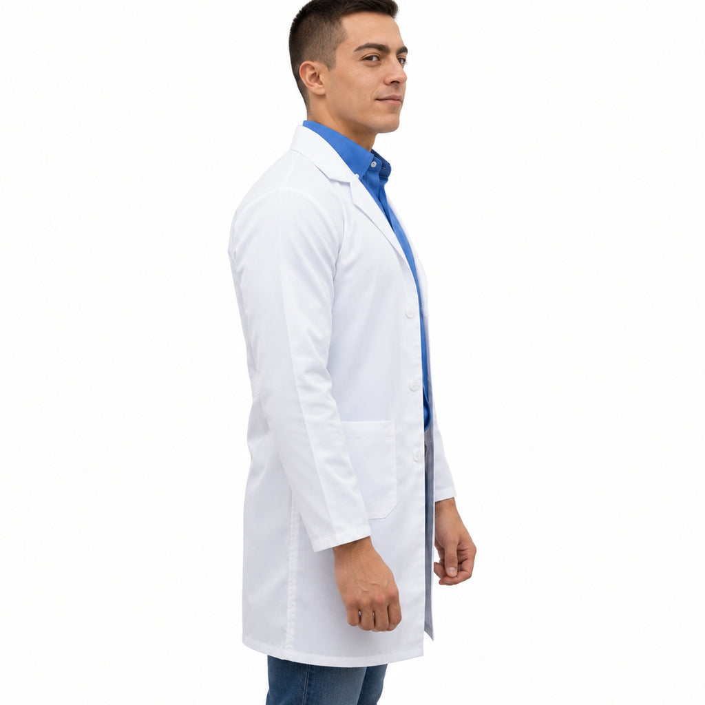 Bata escolar juvenil Beaver unisex blanca, perfil derecho