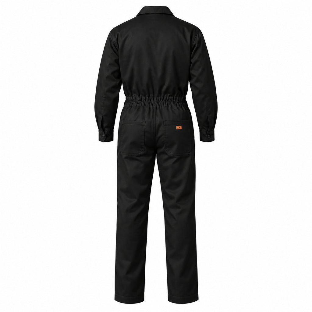 Overol industrial Beaver tipo mecánico para hombre negro, prenda sola de espalda con cintura elástica
