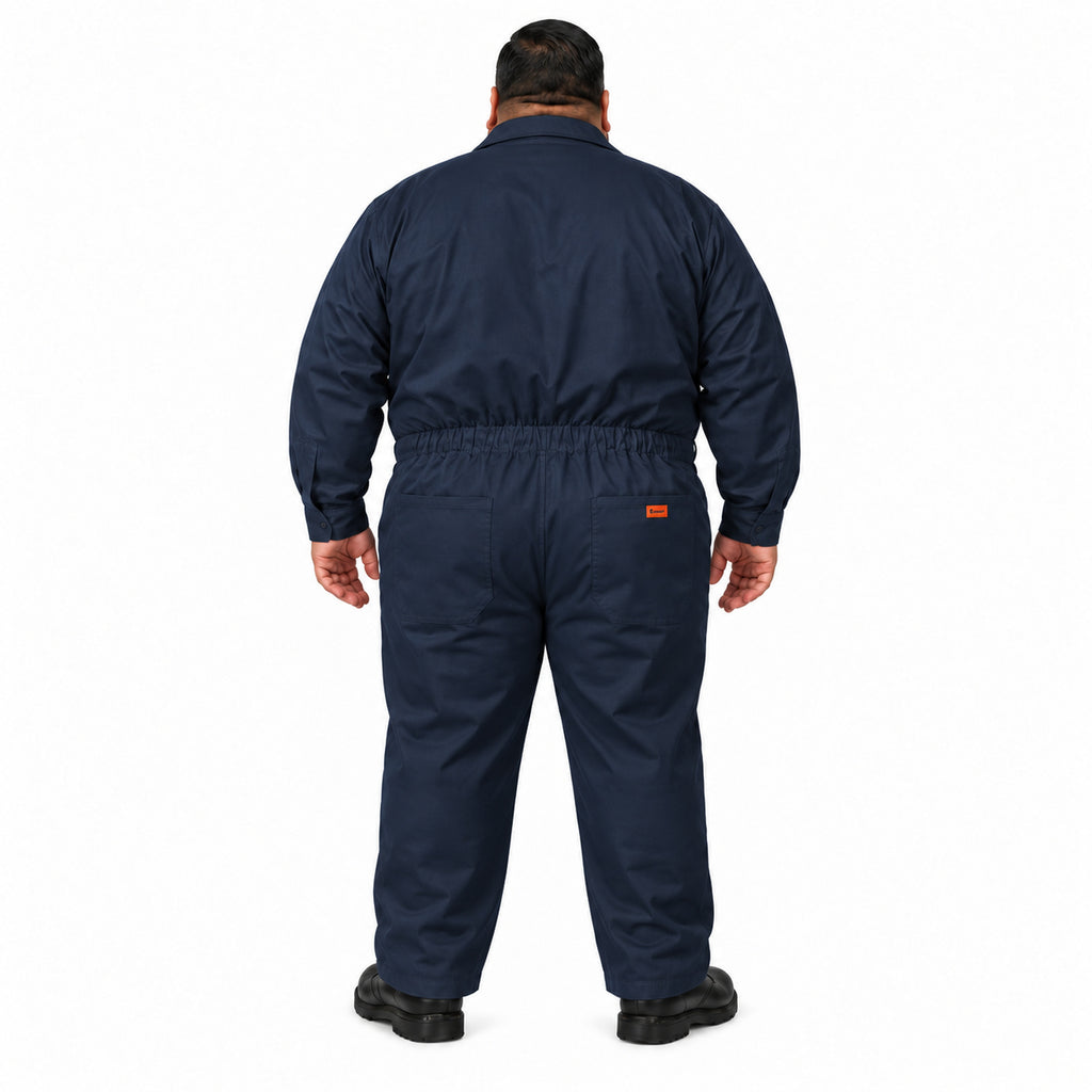 Overol Beaver de gabardina para hombre azul marino talla extra, espalda con modelo