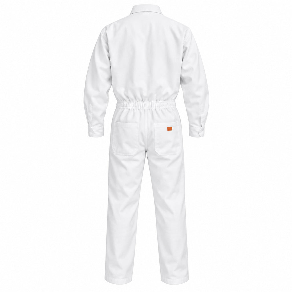 Overol de gabardina Beaver blanco para hombre, prenda sola vista posterior | Color: Blanco #color_blanco