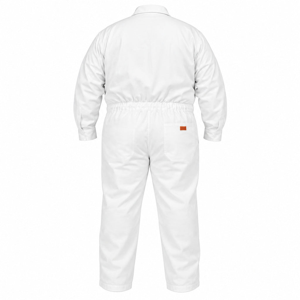 Overol de gabardina Beaver blanco para hombre, prenda sola vista posterior | Color: Blanco #color_blanco