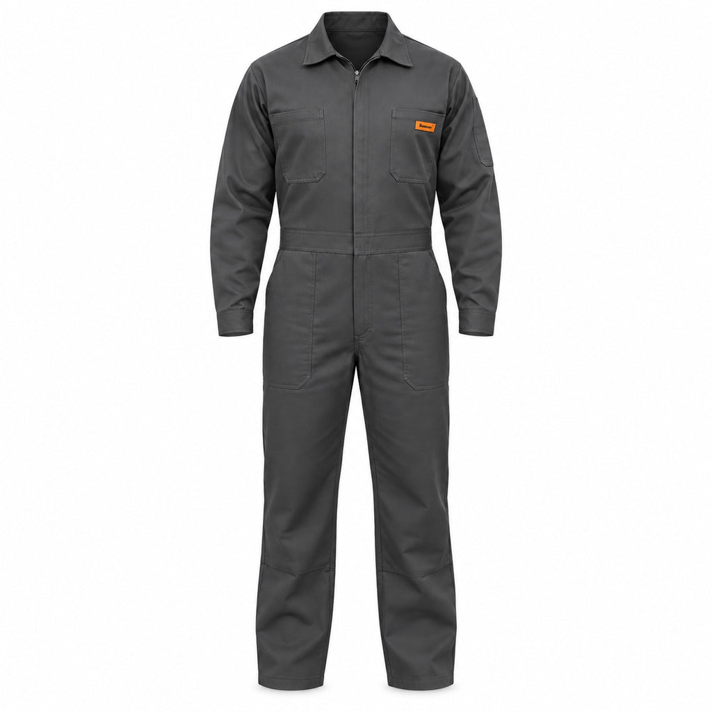 Overol industrial Beaver de gabardina 100% algodón, gris Oxford, hombre, frente de la prenda